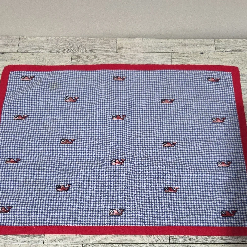 Vineyard Vines Patriotic Blue Checkered Whale Placemats